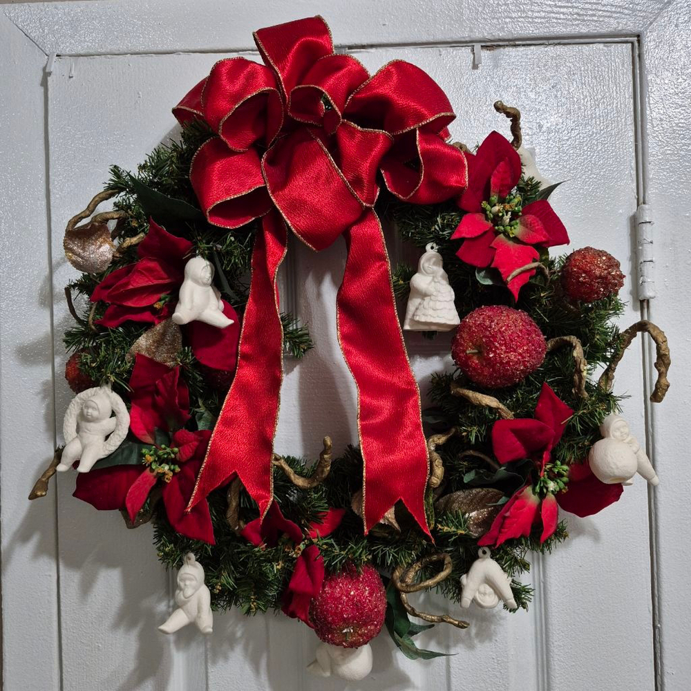 Holiday Christmas Wreath One Size‎ Red Green Gold White Ornaments